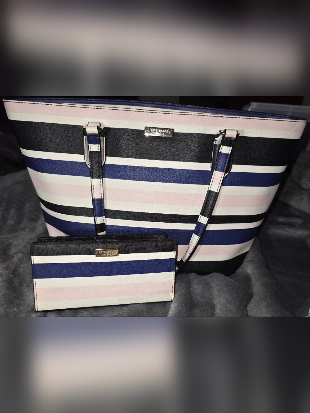 Kate Spade Laurel Way Medium Dally Tote And Matching Wallet In Cruise Stripe